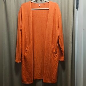 Orange Open Front Cardigan
